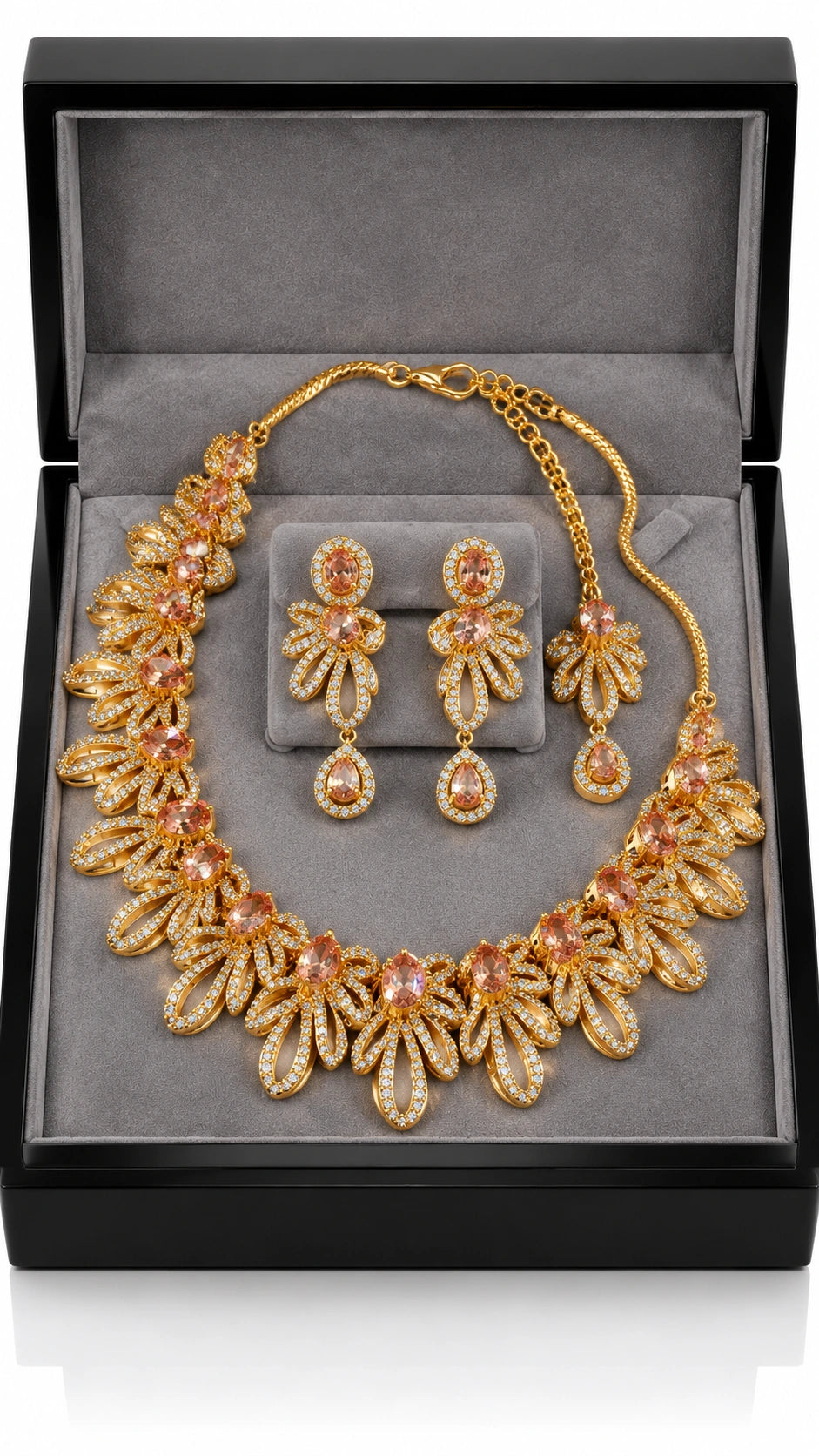 Jovera Joyce Golden Rosé Royale Floral Statement Jewellery Ensemble