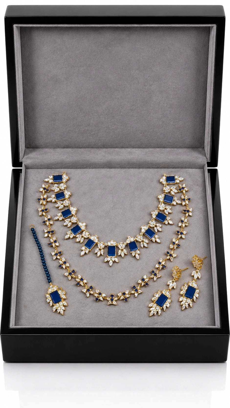 Jovera Joyce Sapphire Royale Heritage Gold Statement Jewellery Ensemble