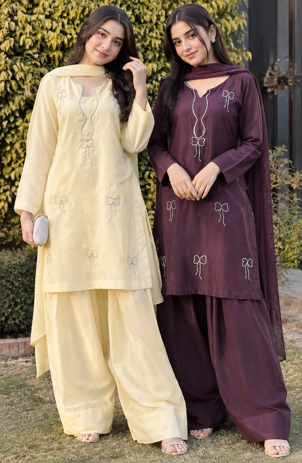 Jovera Joyce Bow Embroidered Sharara Ensemble