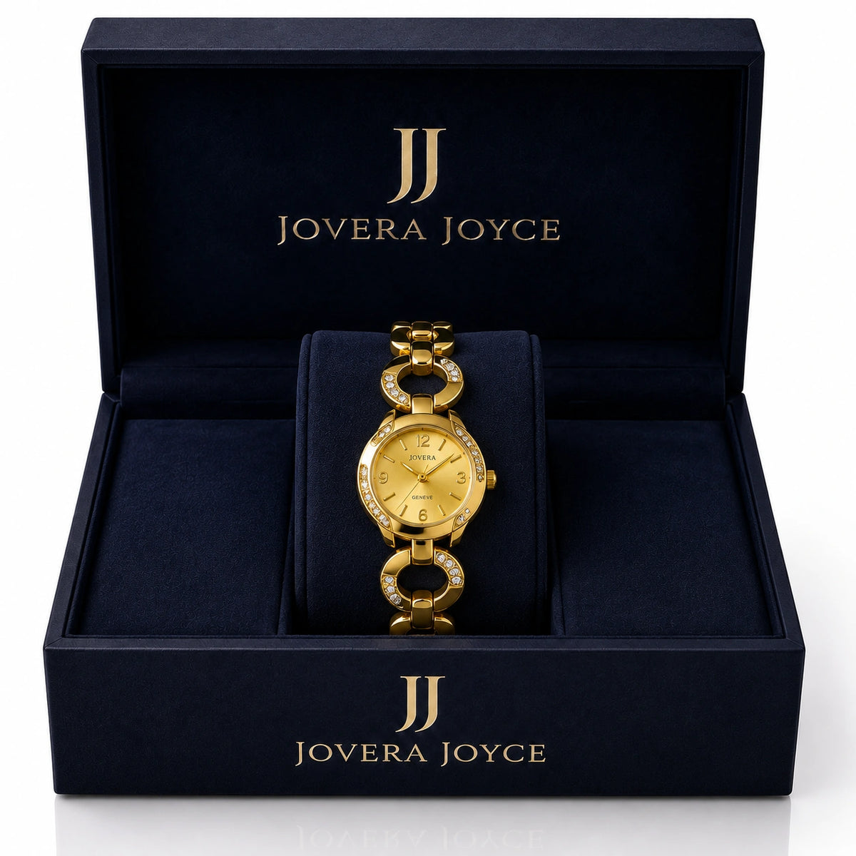 Jovera Joyce Golden Élégance Crystal Link Women’s Timepiece