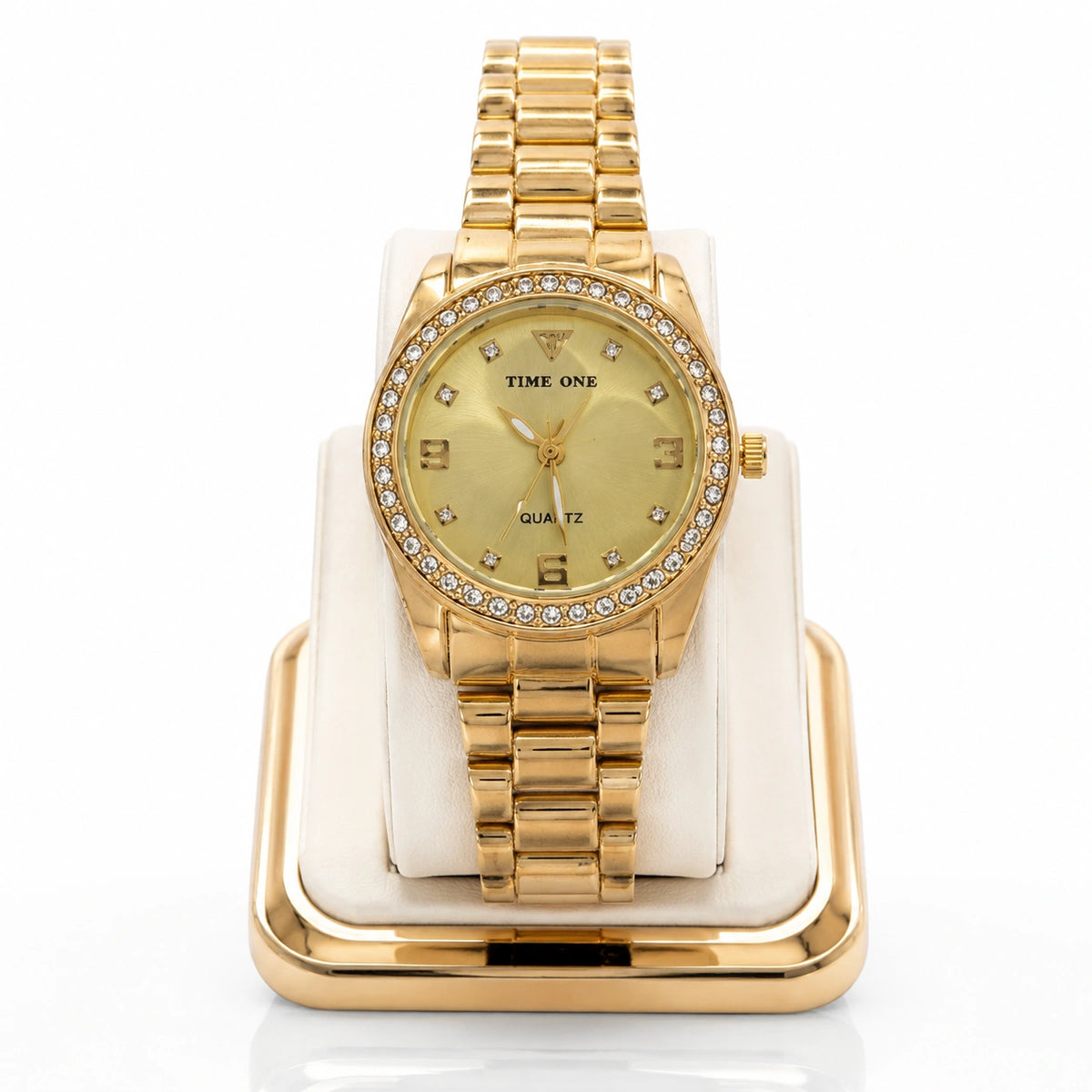 Jovera Joyce Golden Éclat Crystal Halo Women’s Timepiece