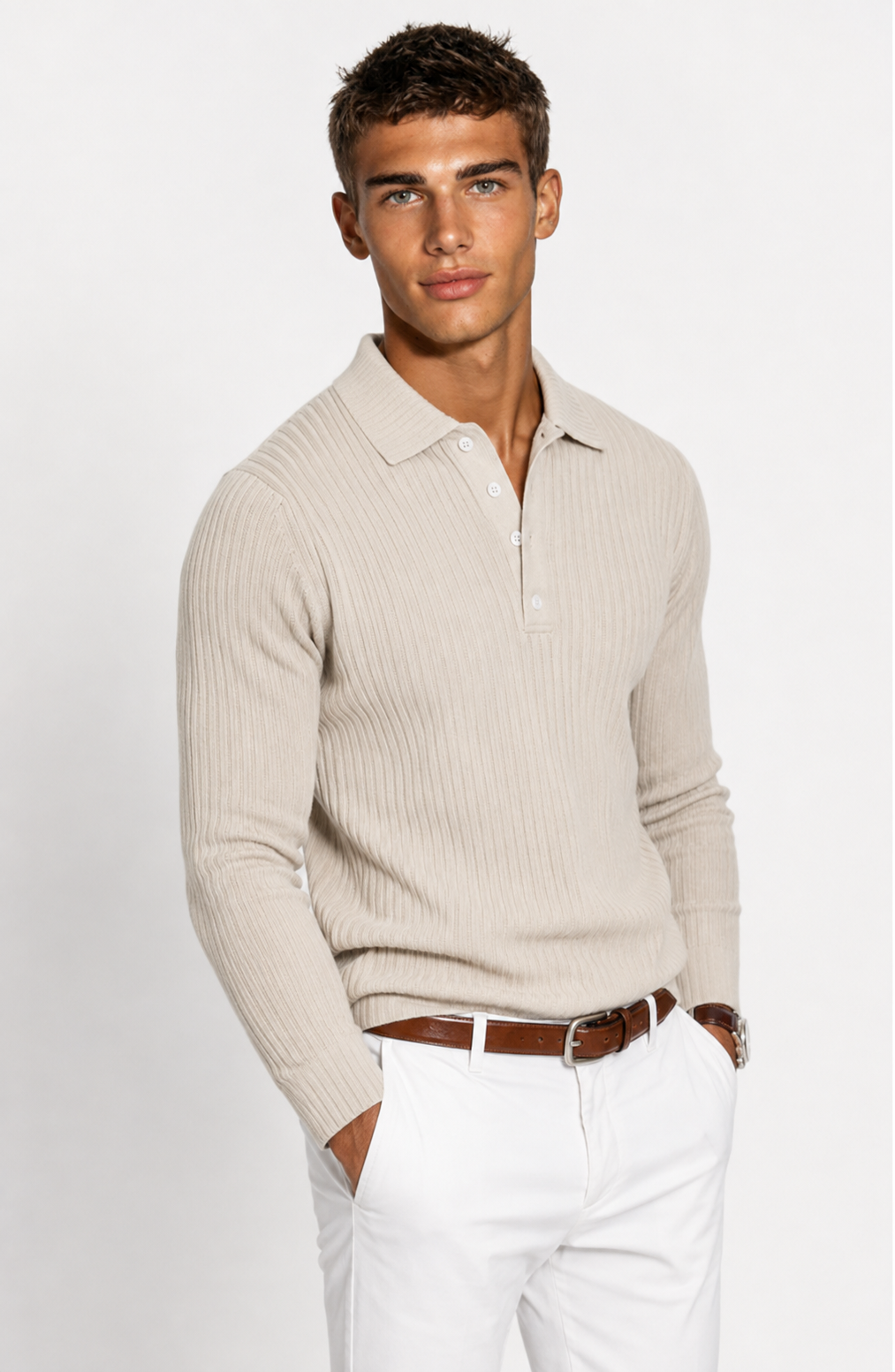 Luxury Men’s Knit Polo | Long-Sleeve Fashion Essential Jovera Joyce