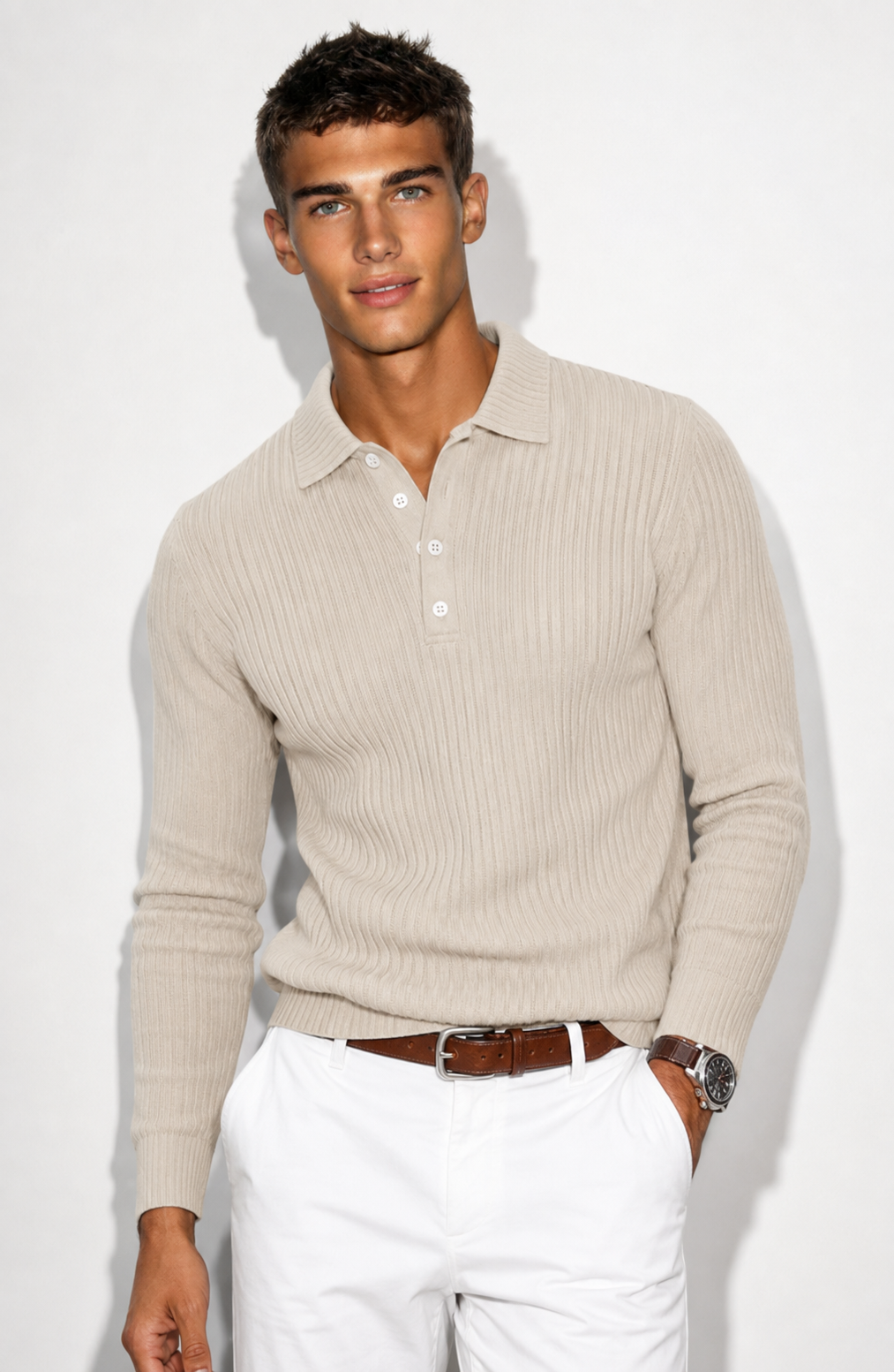 Luxury Men’s Knit Polo | Long-Sleeve Fashion Essential Jovera Joyce