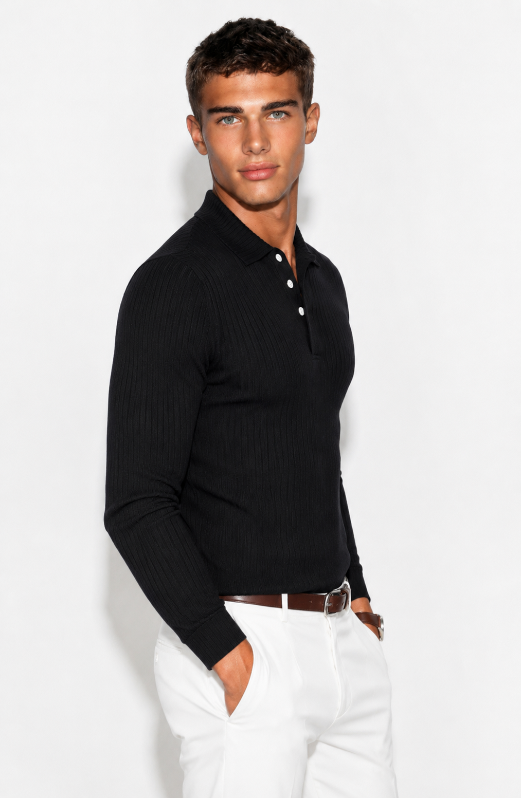Luxury Men’s Knit Polo | Long-Sleeve Fashion Essential Jovera Joyce