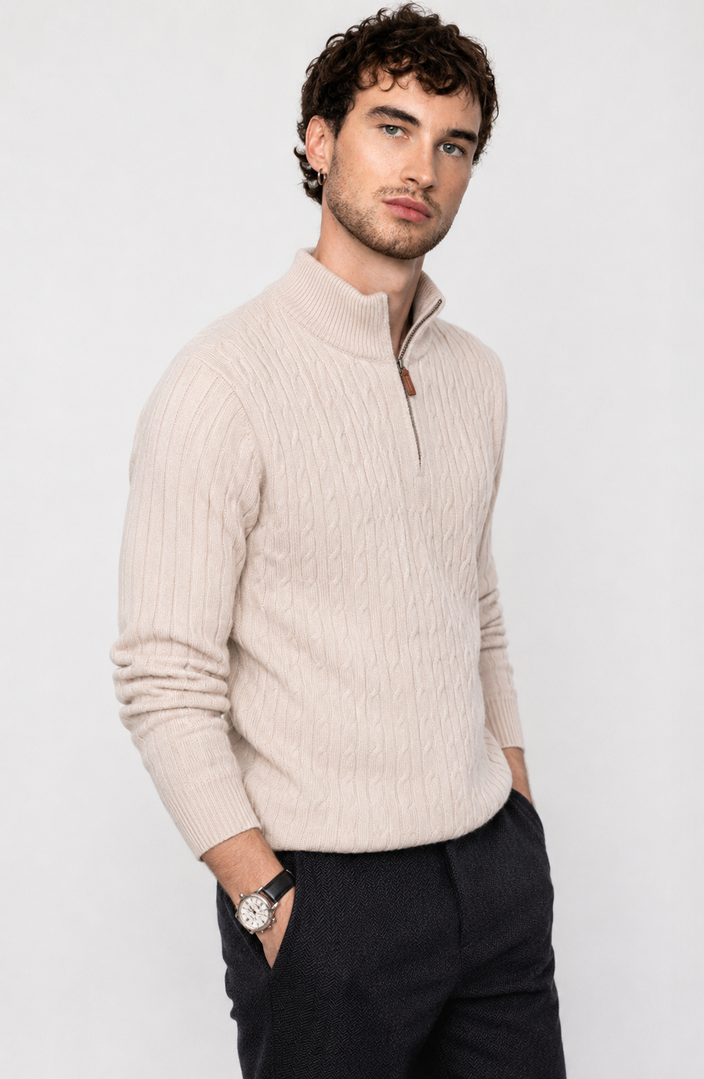 Genève Cable-Knit Quarter-Zip Sweater Jovera Joyce