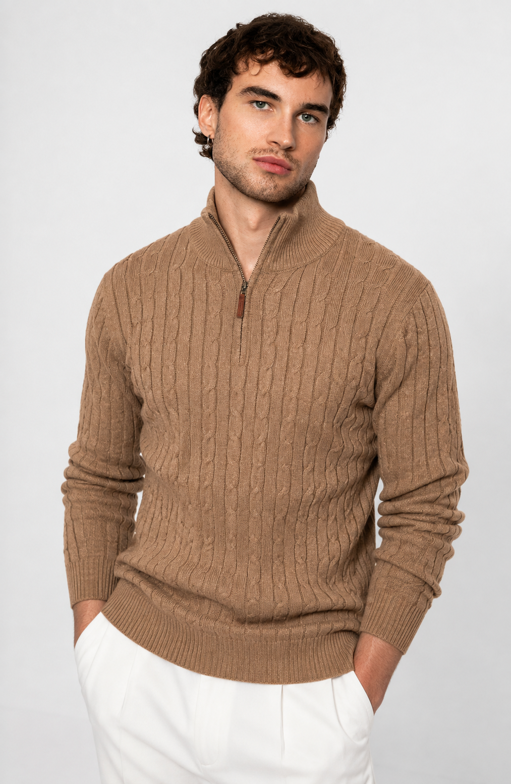 Genève Cable-Knit Quarter-Zip Sweater Jovera Joyce