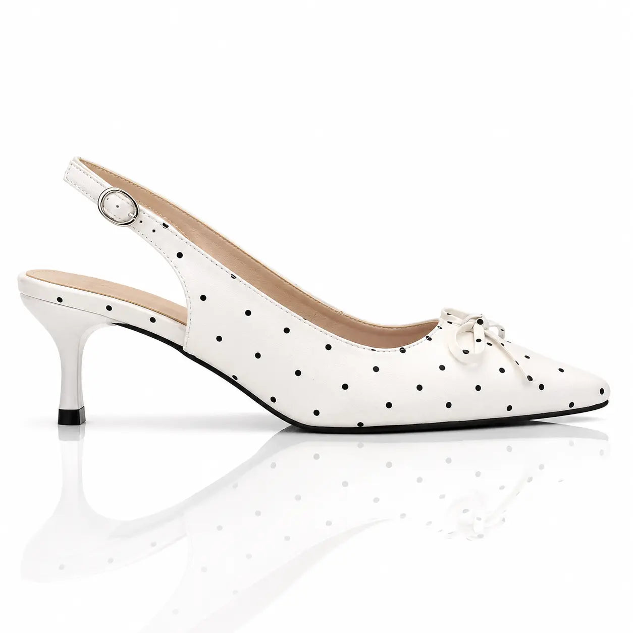 2026 Spring Summer New Arrival French Luxury Polka Dot Pointed Toe Backless Sandals, Women Elegant Stiletto Closed Toe Trendy Heels Jovera Joyce