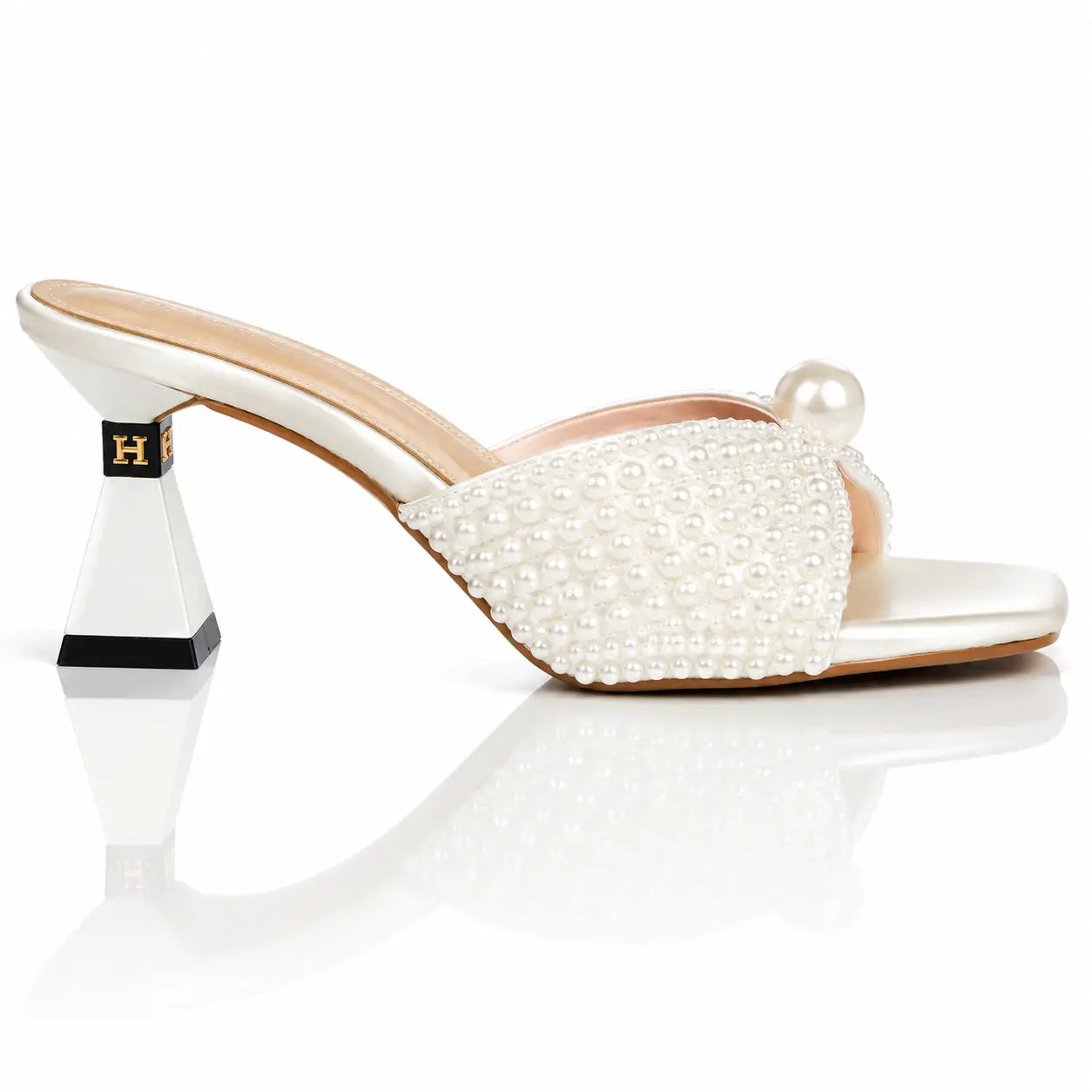 Fashionable And Versatile Pearl Commuting Temperament With Slim Heels And Exposed Toes, Cool Slippers, Half Slippers Jovera Joyce
