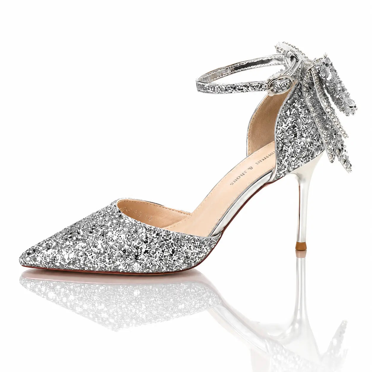 European And American Adult Banquet Sequined Bow Elegant Lady Fairy Buckle Closed Toe Women's High Heels Jovera Joyce