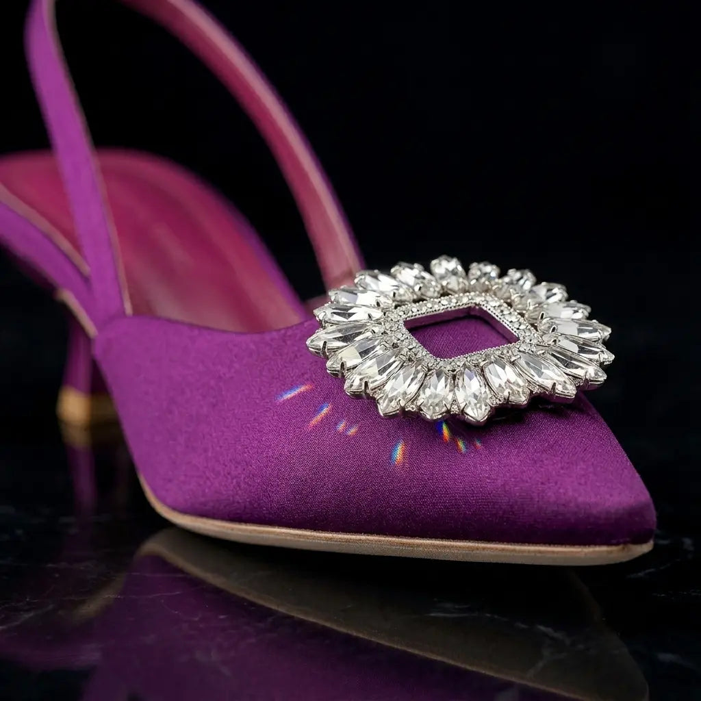 Crystal Buckle Slingback Heels Jovera Joyce