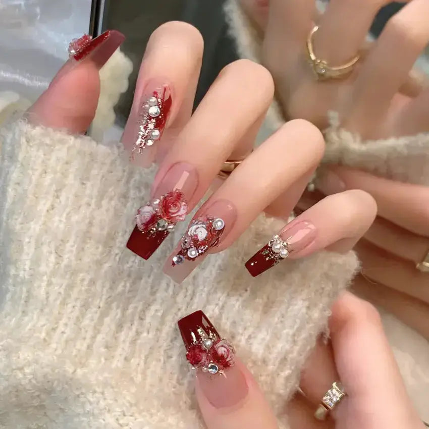 New Nail Art Wear Armor Rose Nail Patch A66