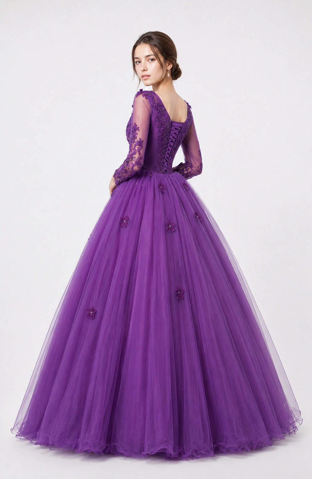 Jovera Joyce Violette Royale Embellished Evening Dress