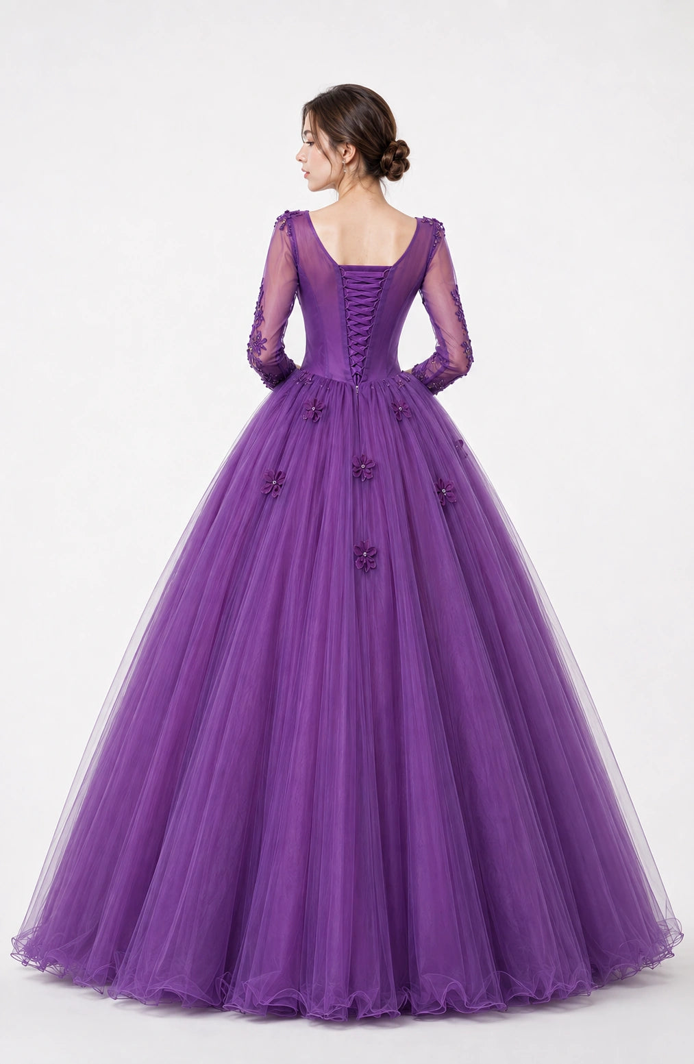 Jovera Joyce Violette Royale Embellished Evening Dress
