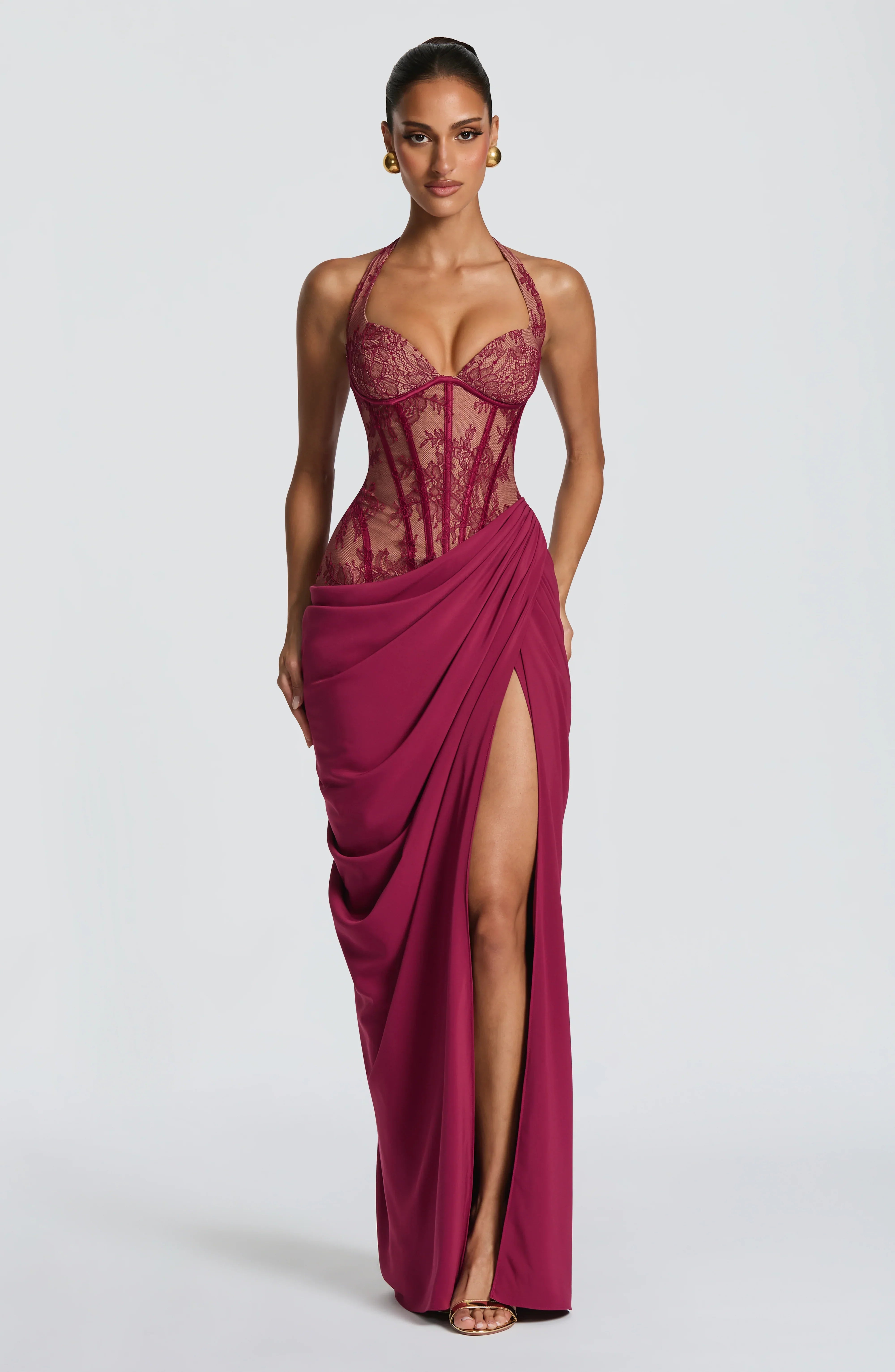 SpringSummer New Halter-Neck Lace-Up Patchwork Dress Jovera Joyce