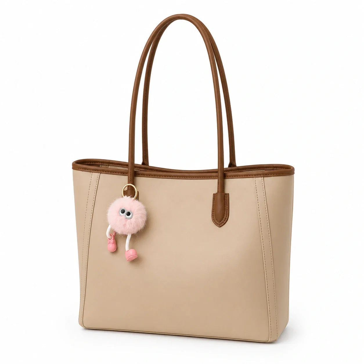 Jovera Joyce Élise Grande Structured Tote with Pink Pom-Pom Gift Charm