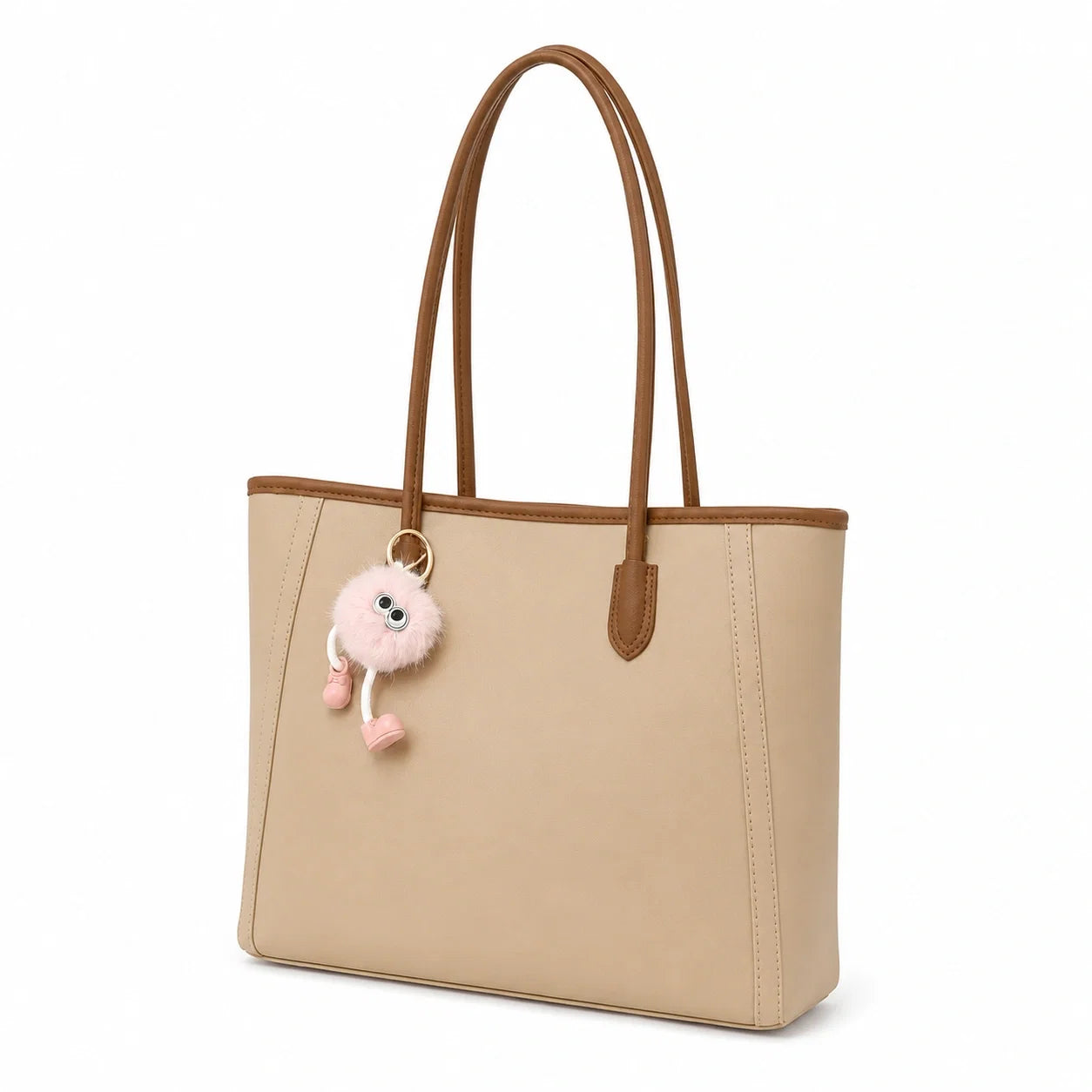 Jovera Joyce Élise Grande Structured Tote with Pink Pom-Pom Gift Charm