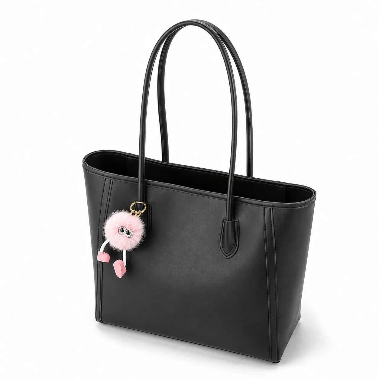 Jovera Joyce Élise Grande Structured Tote with Pink Pom-Pom Gift Charm