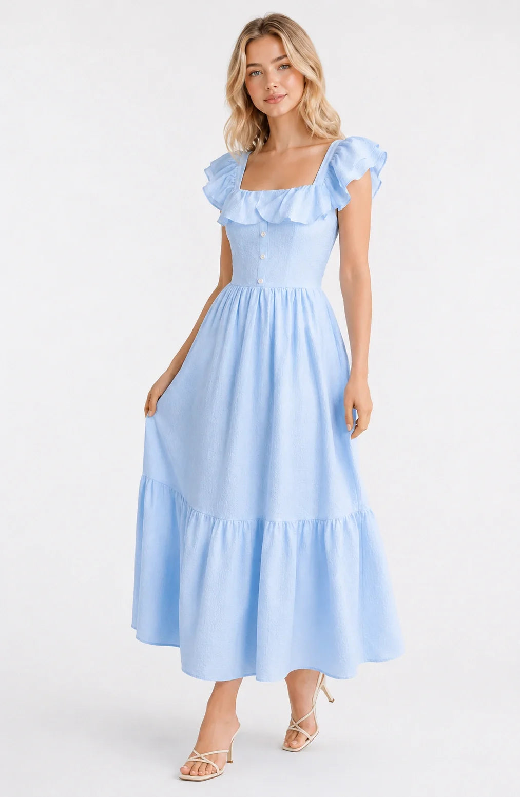 Jovera Joyce Lumière Belle Ruffle Maxi Dress