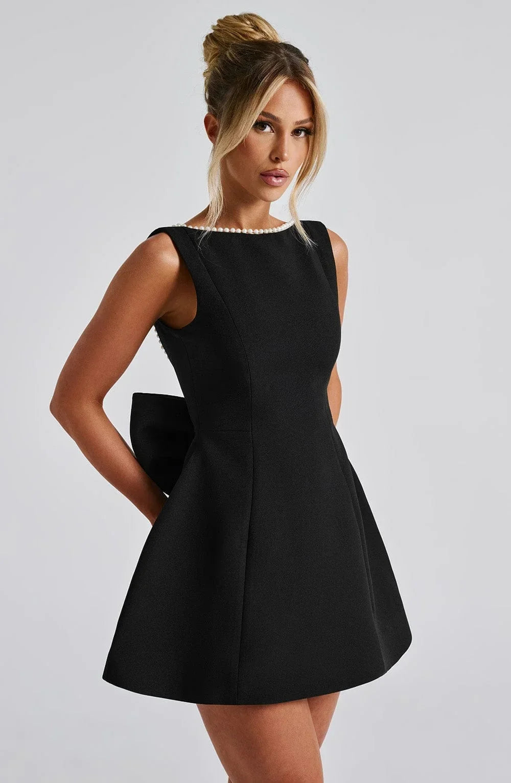 Fashion Big-Bowed Pearls Backless Dress Summer Slim Sleeveless A-line Dresses For Party Evening Women's Clothing Jovera Joyce