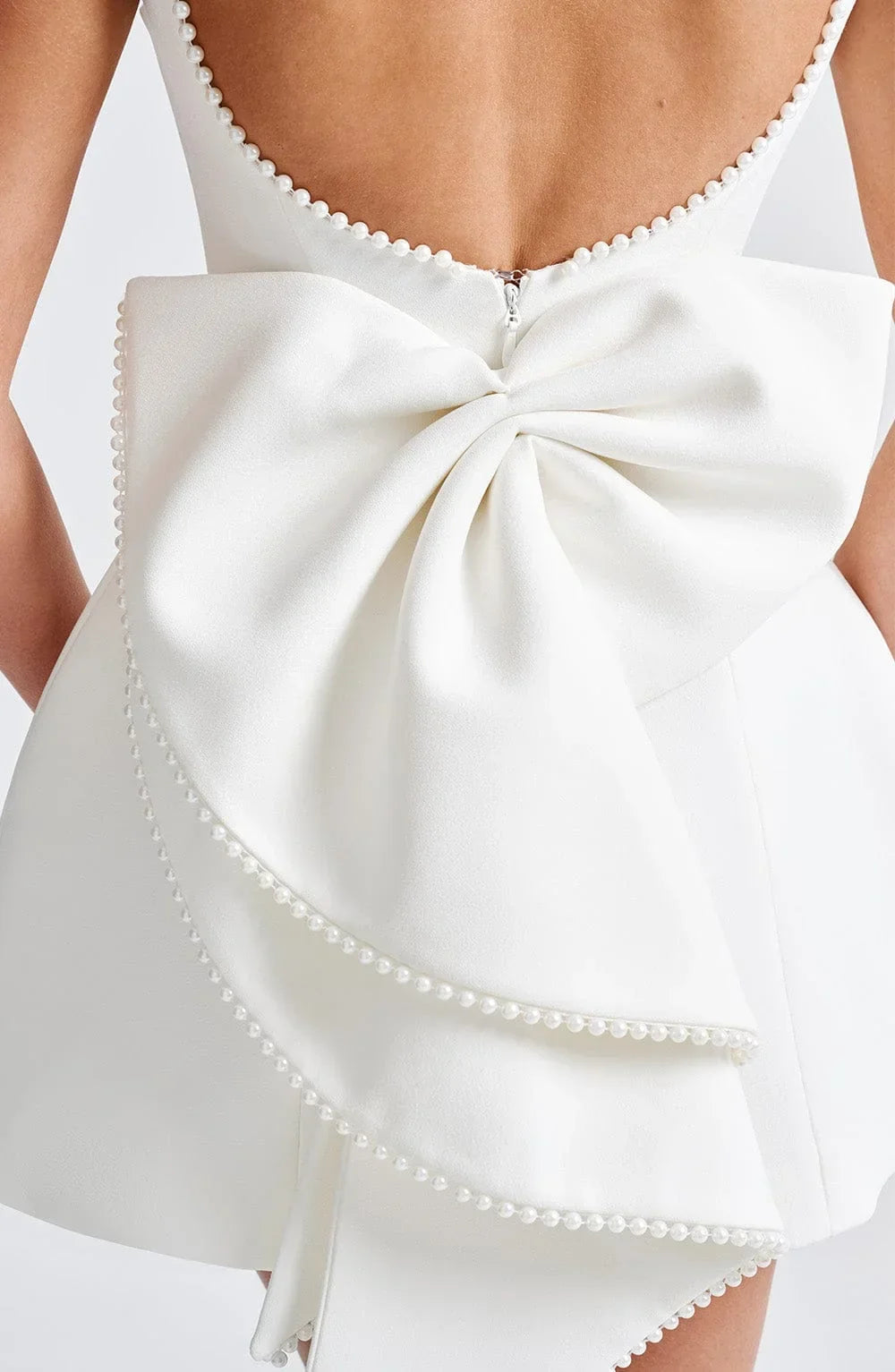 Fashion Big-Bowed Pearls Backless Dress Summer Slim Sleeveless A-line Dresses For Party Evening Women's Clothing Jovera Joyce