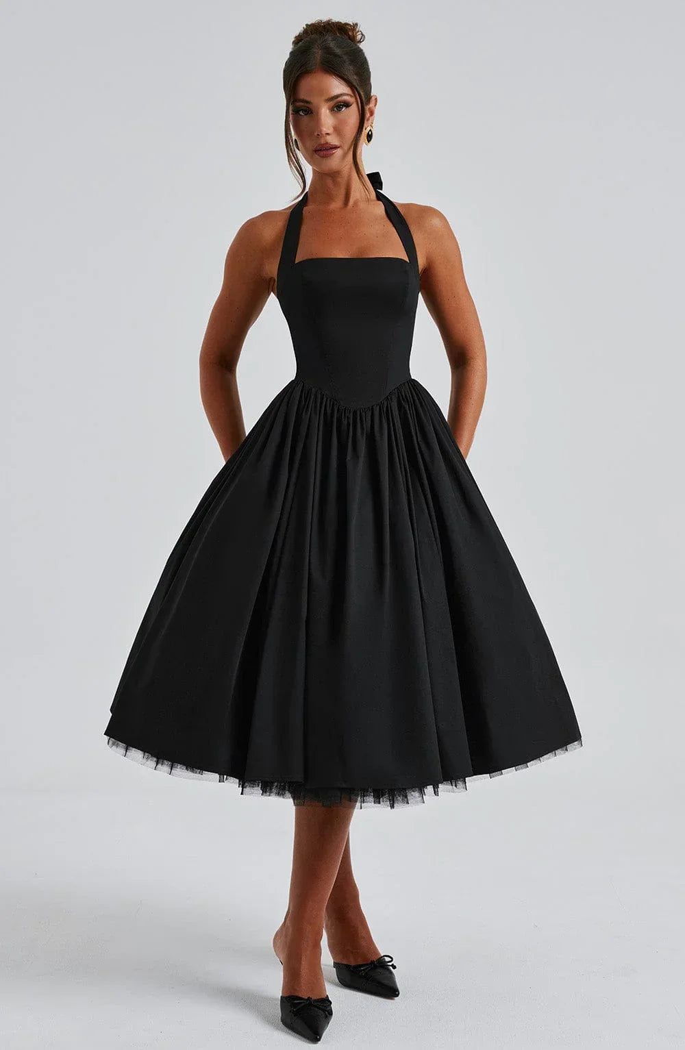 Hanging Collar Sexy Slim Fit Backless Mid-length Sweet Mesh Temperament Dress Jovera Joyce