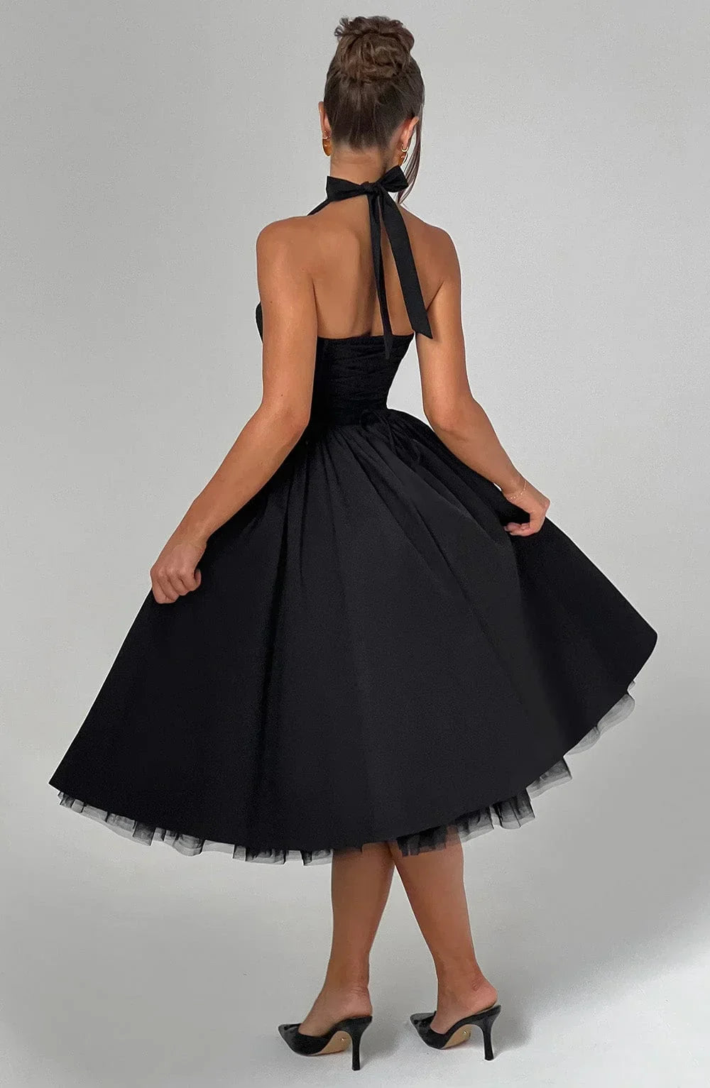Hanging Collar Sexy Slim Fit Backless Mid-length Sweet Mesh Temperament Dress Jovera Joyce