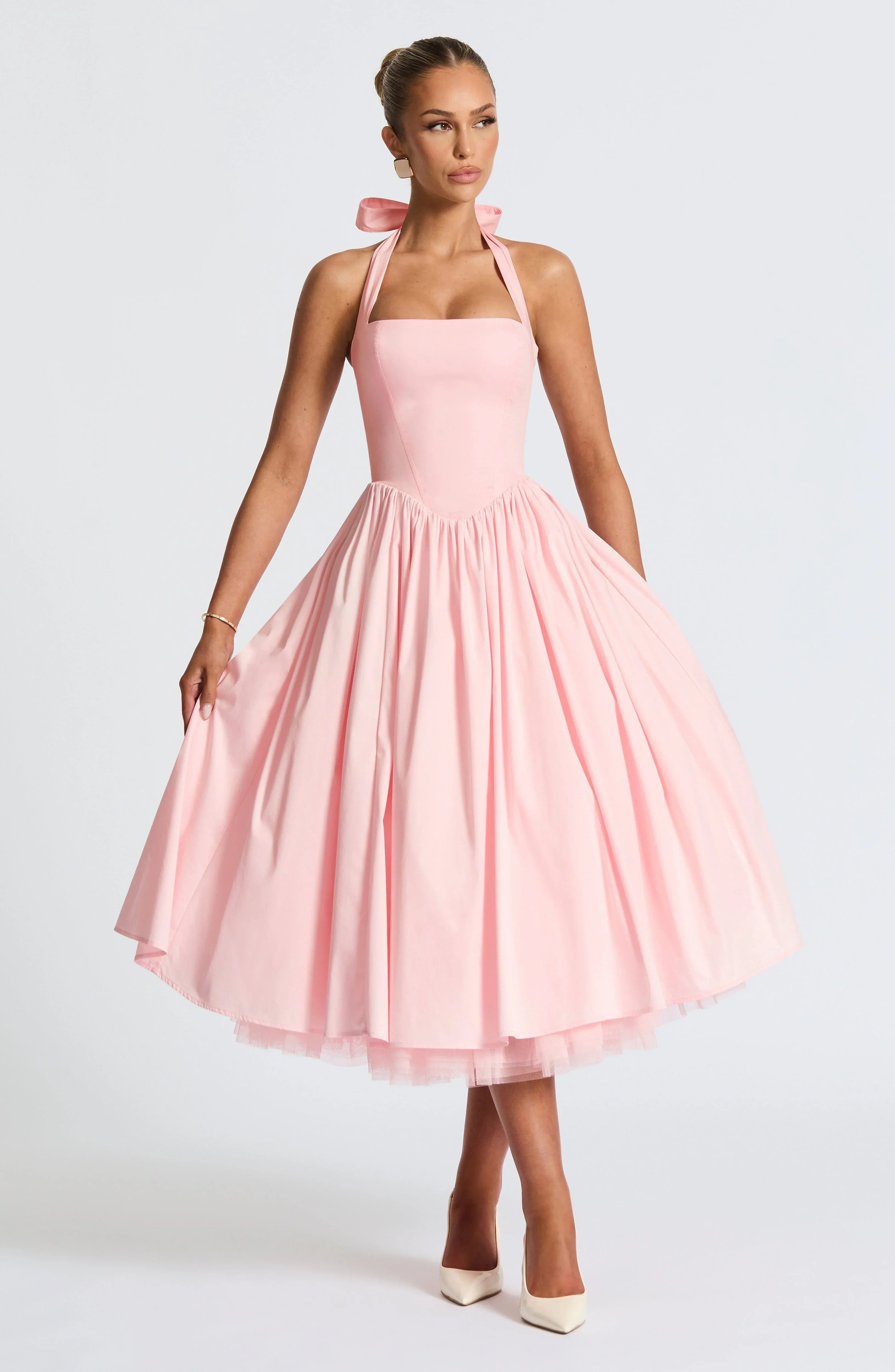Hanging Collar Sexy Slim Fit Backless Mid-length Sweet Mesh Temperament Dress Jovera Joyce