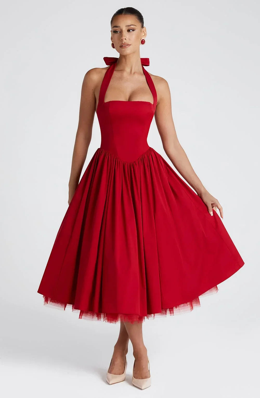 Hanging Collar Sexy Slim Fit Backless Mid-length Sweet Mesh Temperament Dress Jovera Joyce