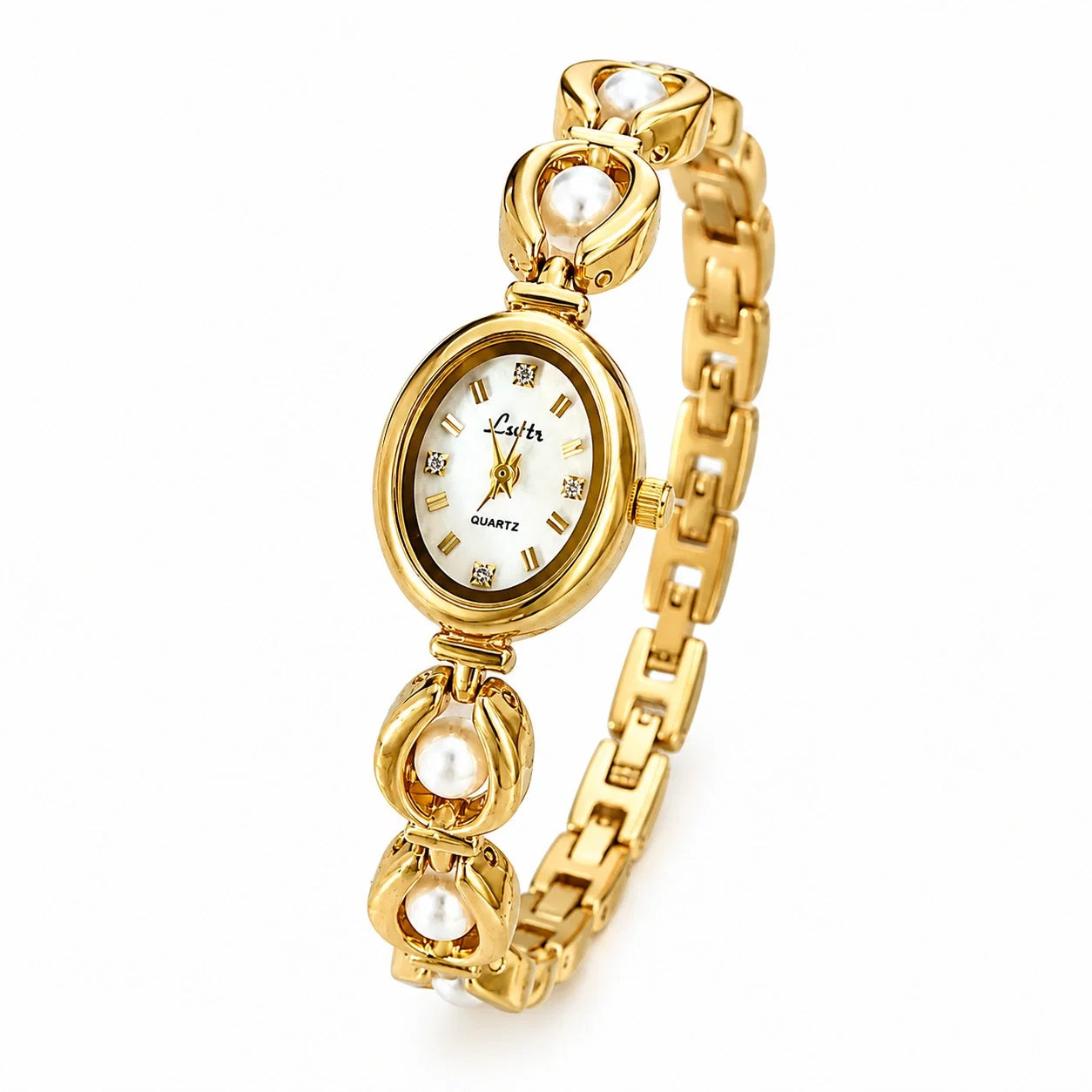 Jovera Joyce Aurélle Pearl Gold-Plated Bracelet Watch