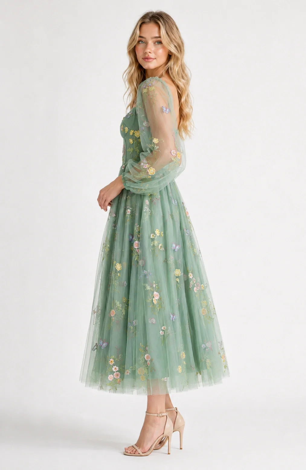 Jovera Joyce Élodie Jardin Embroidered Sage Gown