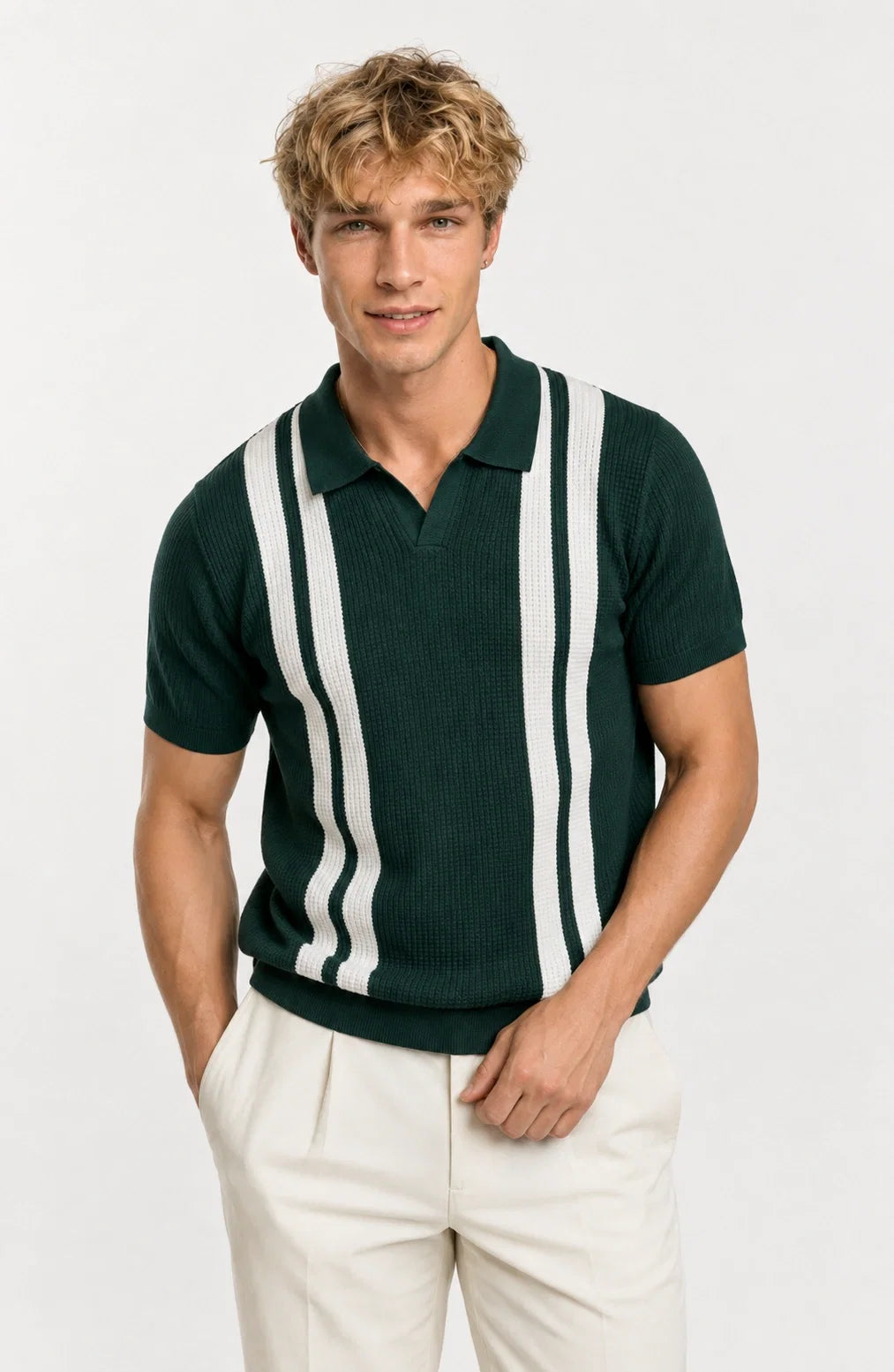 Jovera Joyce Rivière Heritage Stripe Knit Polo