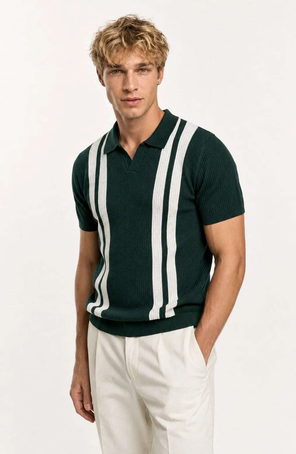 Jovera Joyce Rivière Heritage Stripe Knit Polo