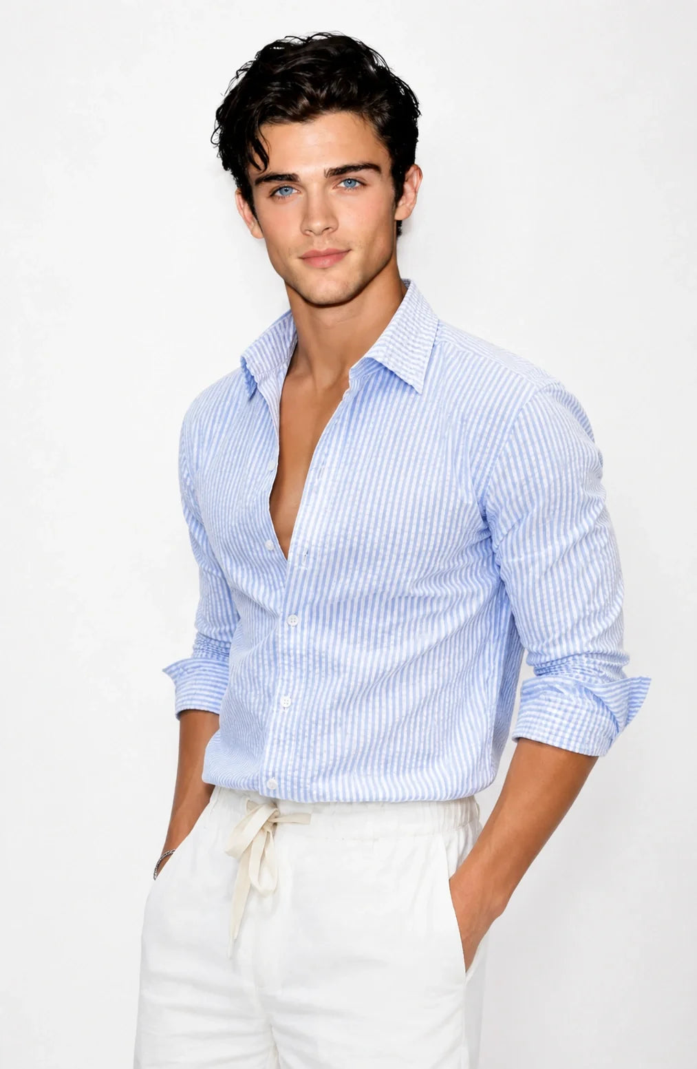 Jovera Joyce Riviera Seersucker Stripe Shirt