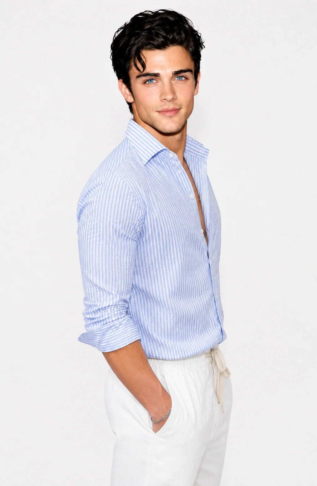 Jovera Joyce Riviera Seersucker Stripe Shirt