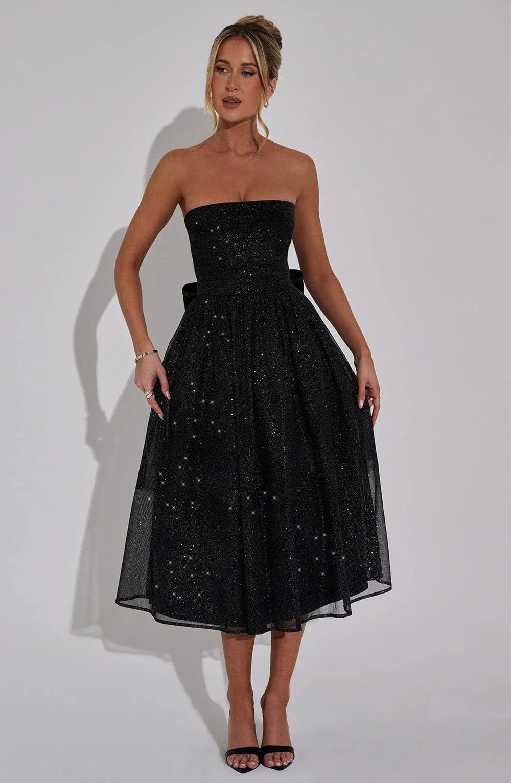 Seraphina Noir Midi Dress - Jovera Joyce