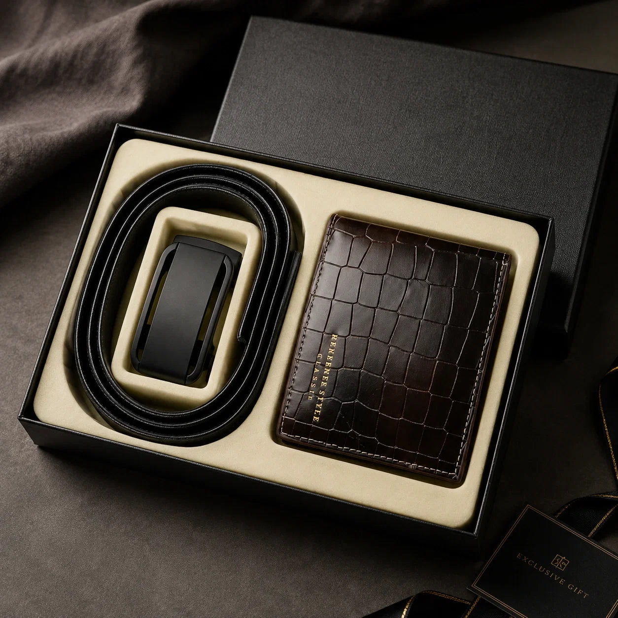 Jovera Joyce Montreux Croc-Embossed Belt & Wallet Presentation Set