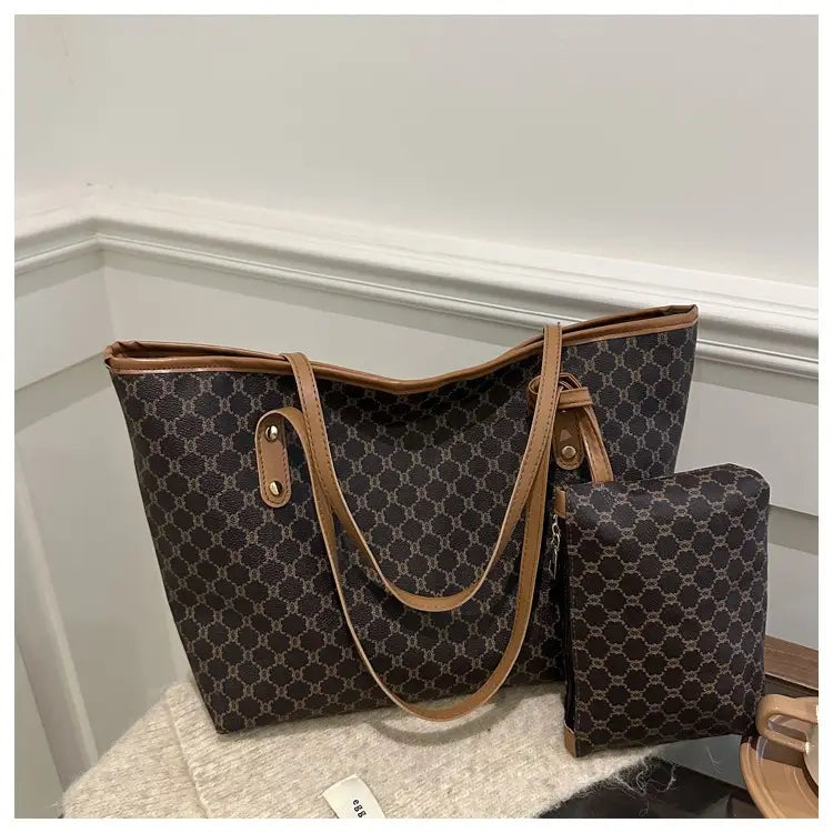 Women's 2-Piece Retro Plaid Tote Bag Set
