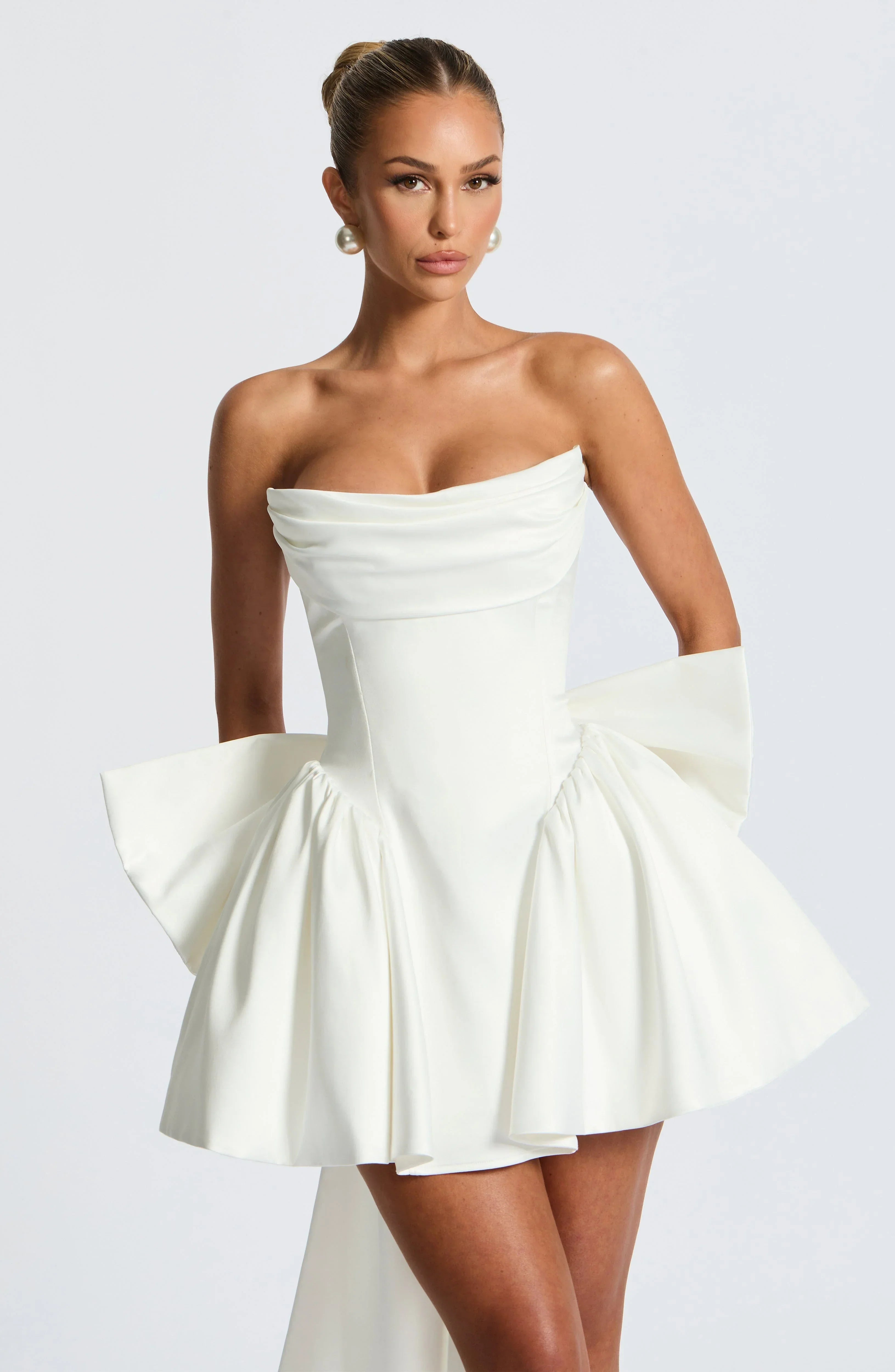 European And American Solid-color Strapless Evening Gown Jovera Joyce