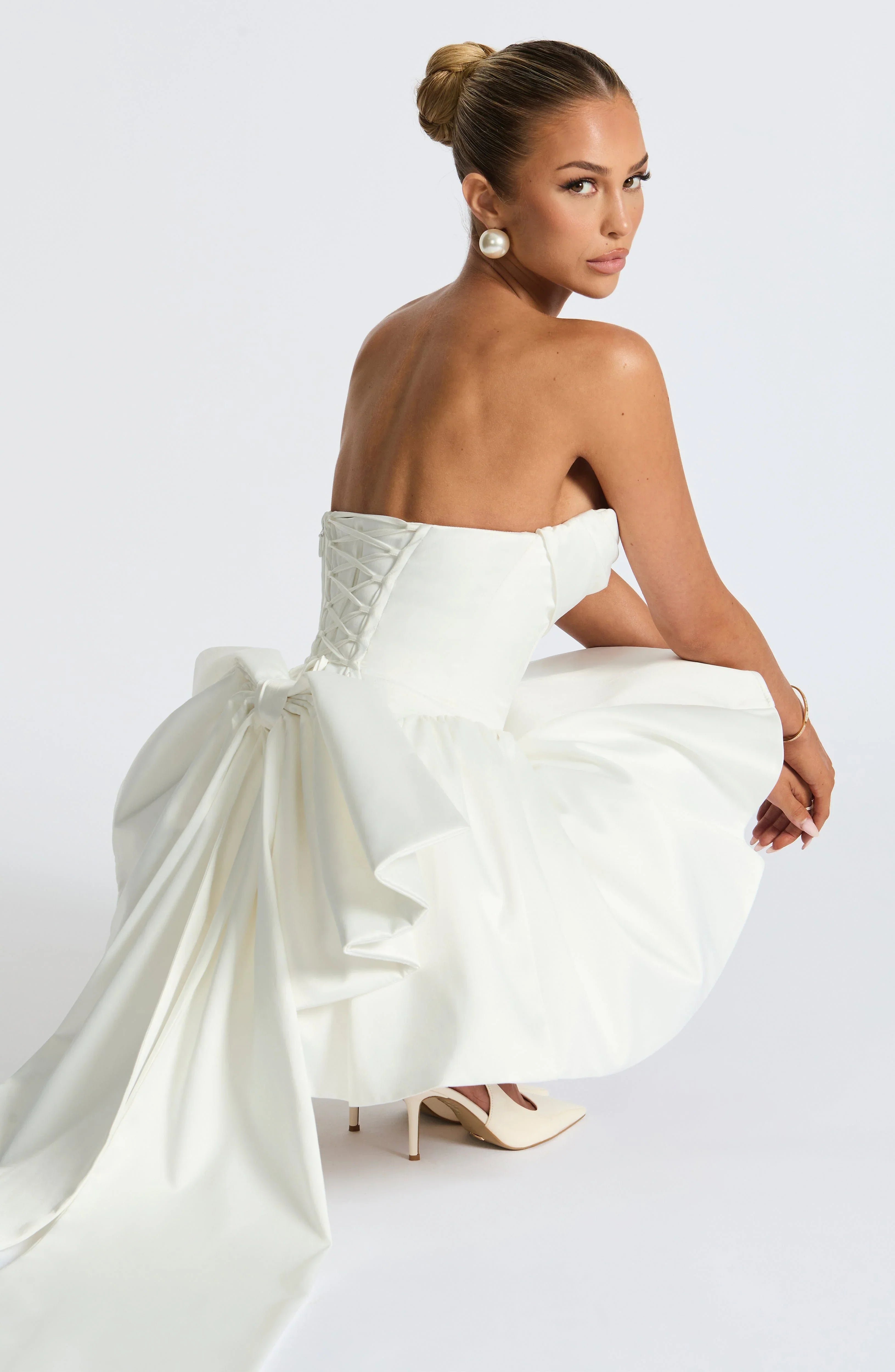 European And American Solid-color Strapless Evening Gown Jovera Joyce