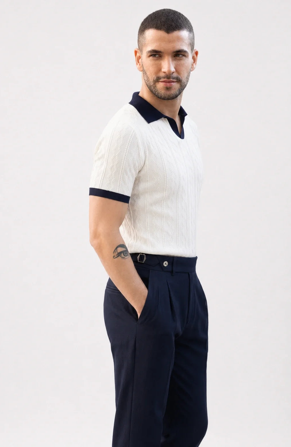 Jovera Joyce Montreux Contrast-Knit Slim Polo