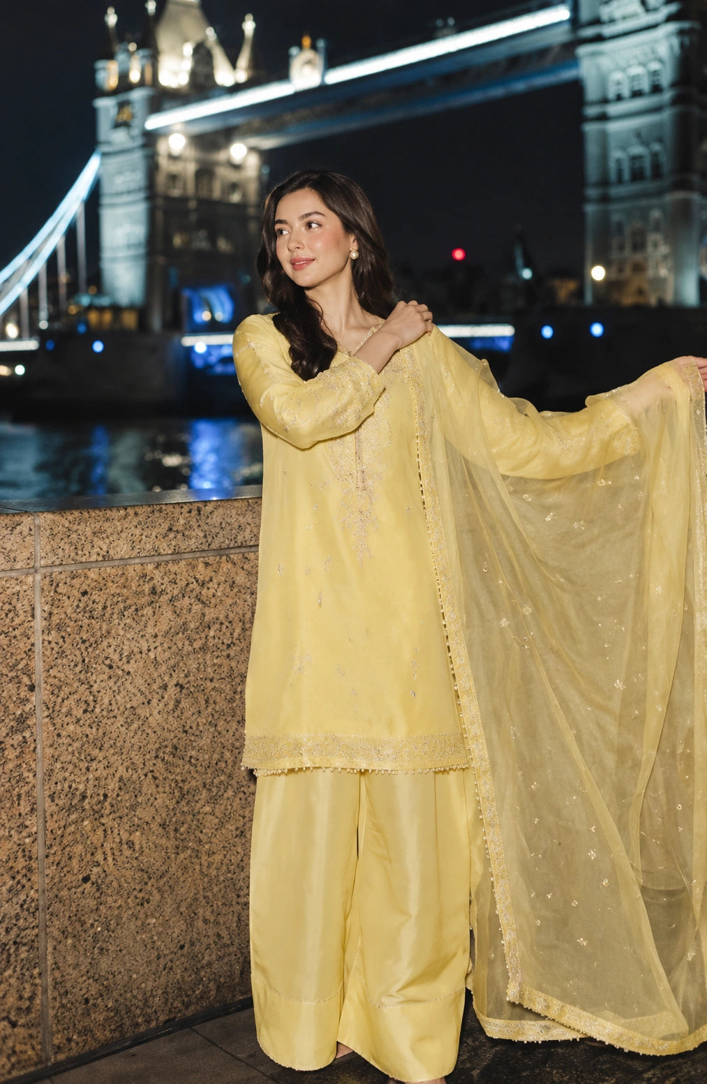 Jovera Joyce Golden Mist Embroidered Sharara Ensemble