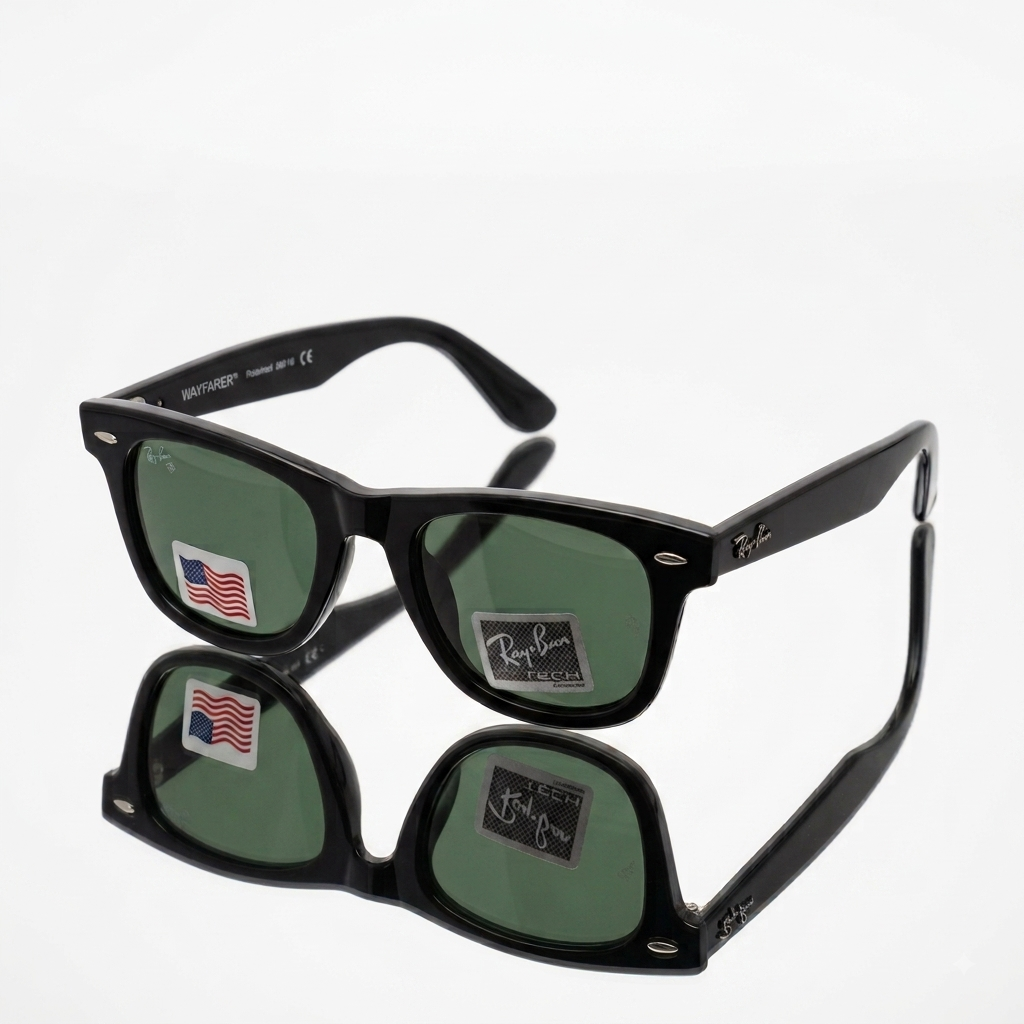 Ray-Ban Original Wayfarer G-15 Green Lenses (RB2140) Luxury Sunglasses