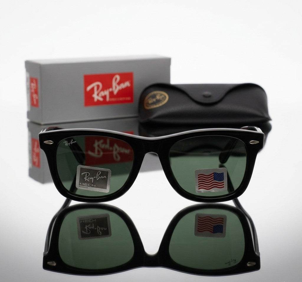 Ray-Ban Original Wayfarer G-15 Green Lenses (RB2140) Luxury Sunglasses