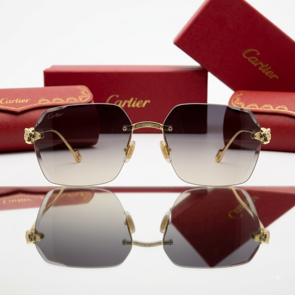 Cartier Panthère de Cartier (CT0122S) Luxury Rimless Sunglasses