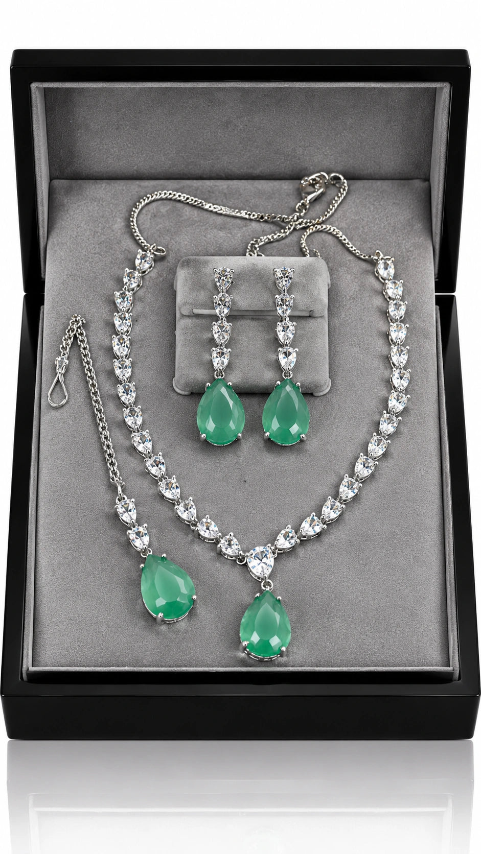 Jovera Joyce Emerald Mist Teardrop Lumière Jewellery Ensemble
