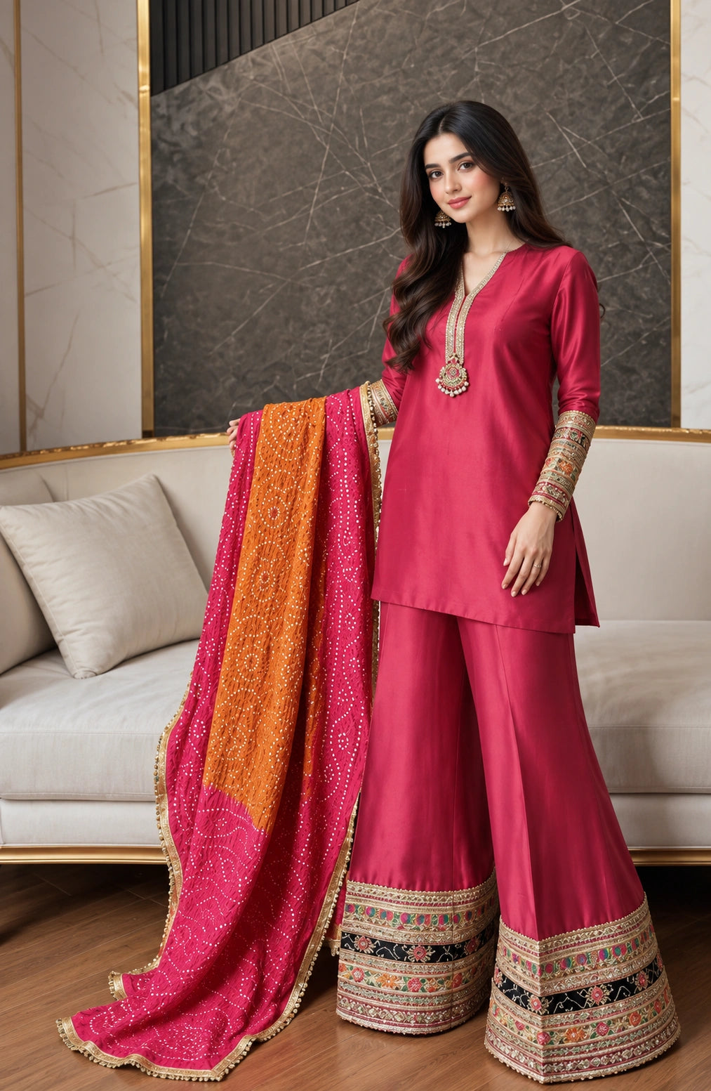 Jovera Joyce Gul-e-Rukhsar Fuchsia Peshwas Ensemble
