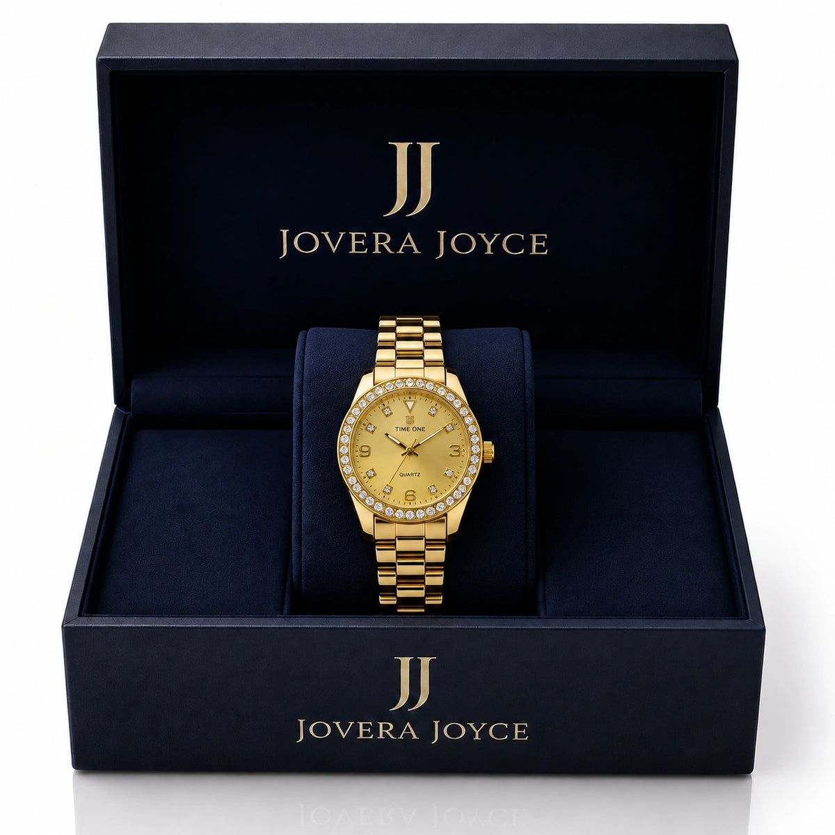 Jovera Joyce Golden Éclat Crystal Halo Women’s Timepiece