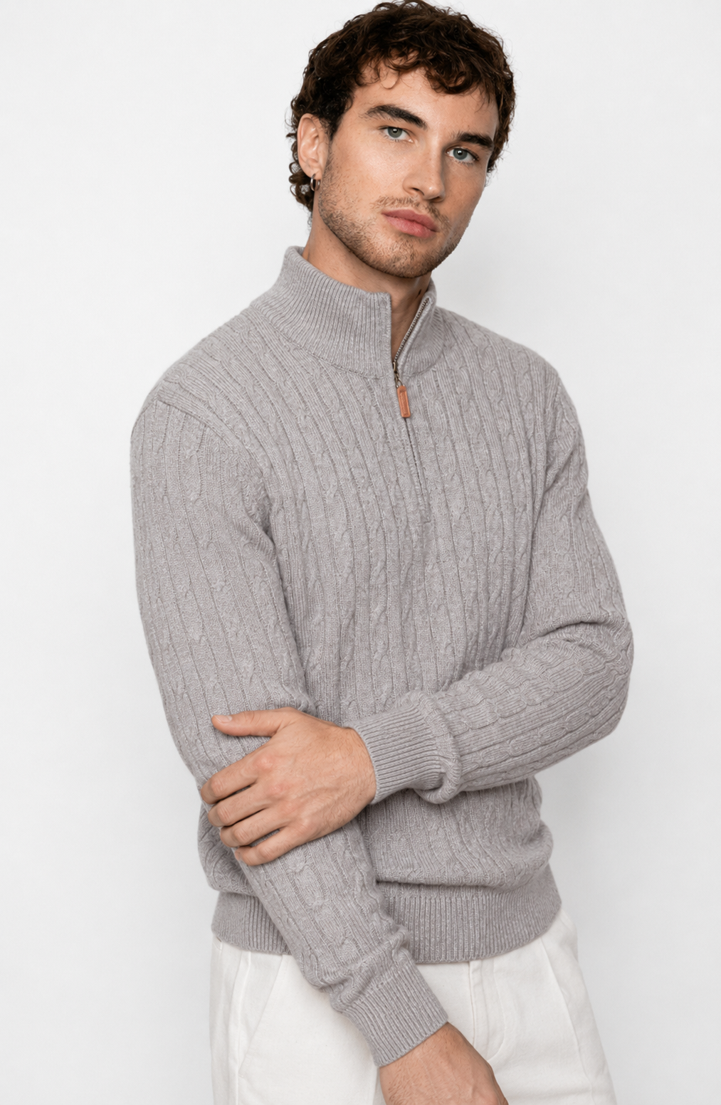 Genève Cable-Knit Quarter-Zip Sweater Jovera Joyce