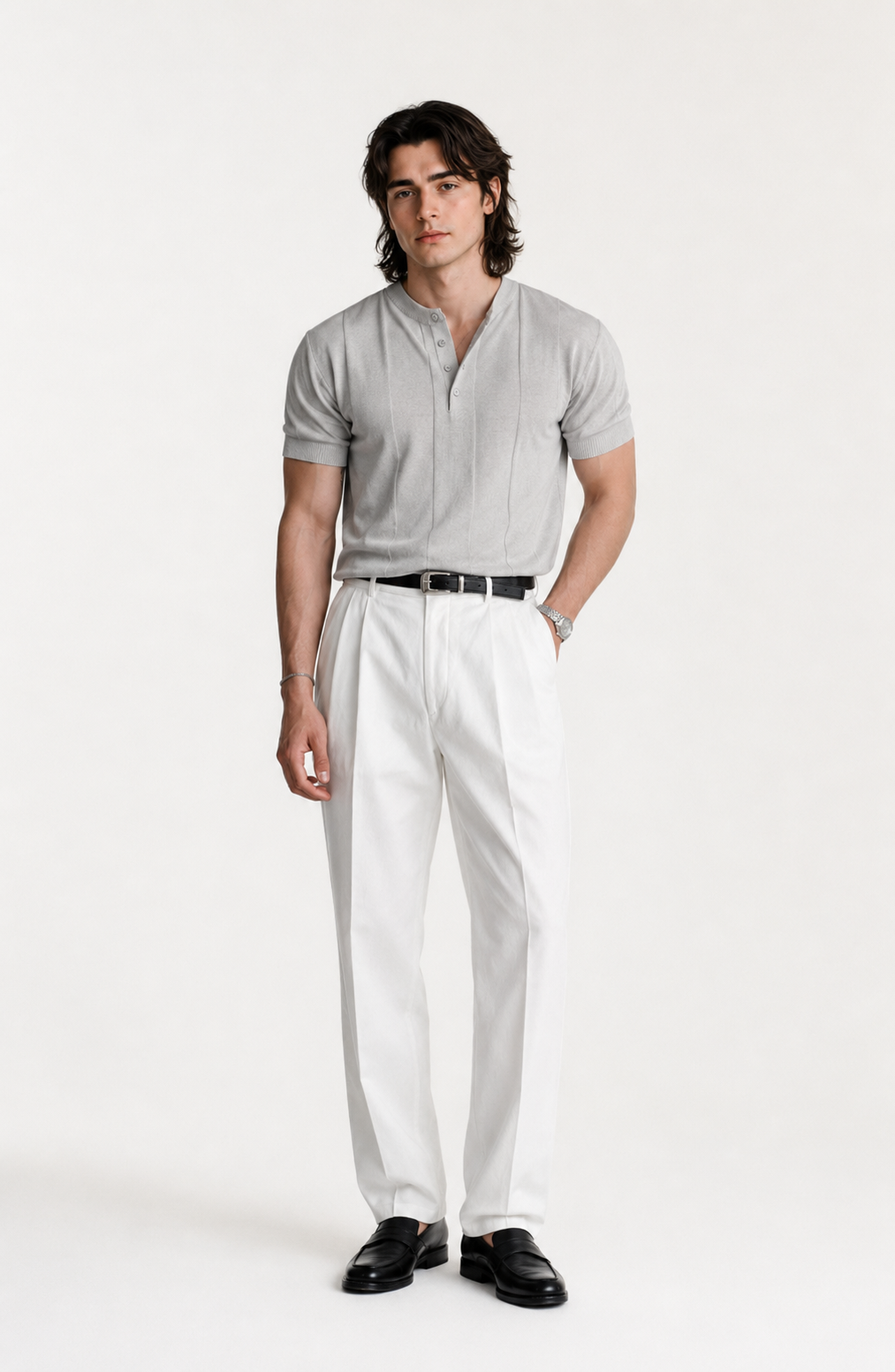 Riviera Fine-Knit Henley Shirt Jovera Joyce