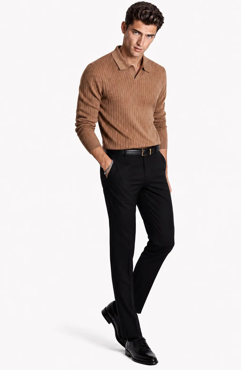 Jovera Joyce Auremont Ribbed Polo Knit Pullover Jovera Joyce